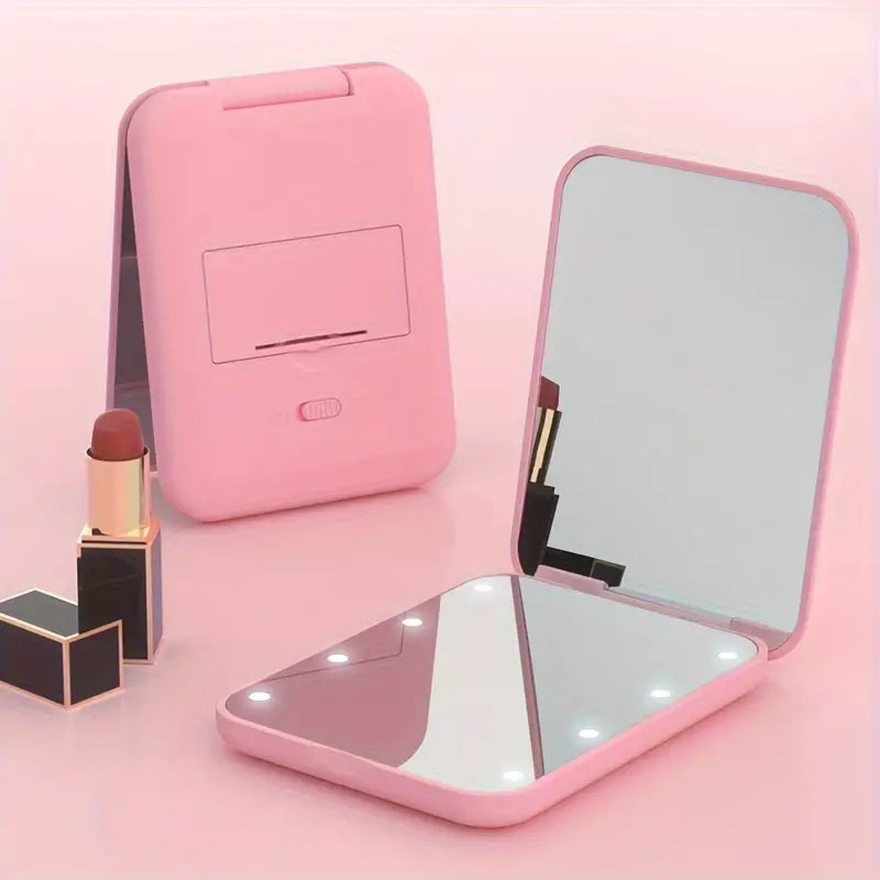 3X Magnifying LED Travel Makeup Mirror Pink