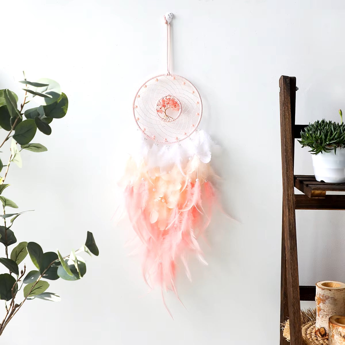 Dream Catcher Pink The Tree of Life Healing Crystal Christams Decoration