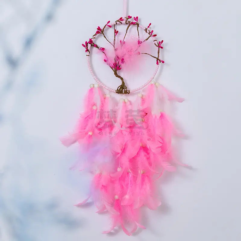 Pink Peach Blossom Dream Catcher Living Room Wall Decoration