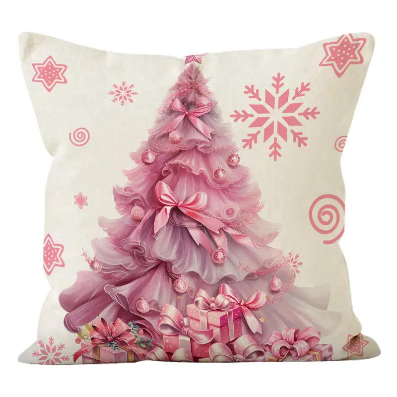 Pink Christmas Home Decor Santa Pillow Cover (4 Covers)