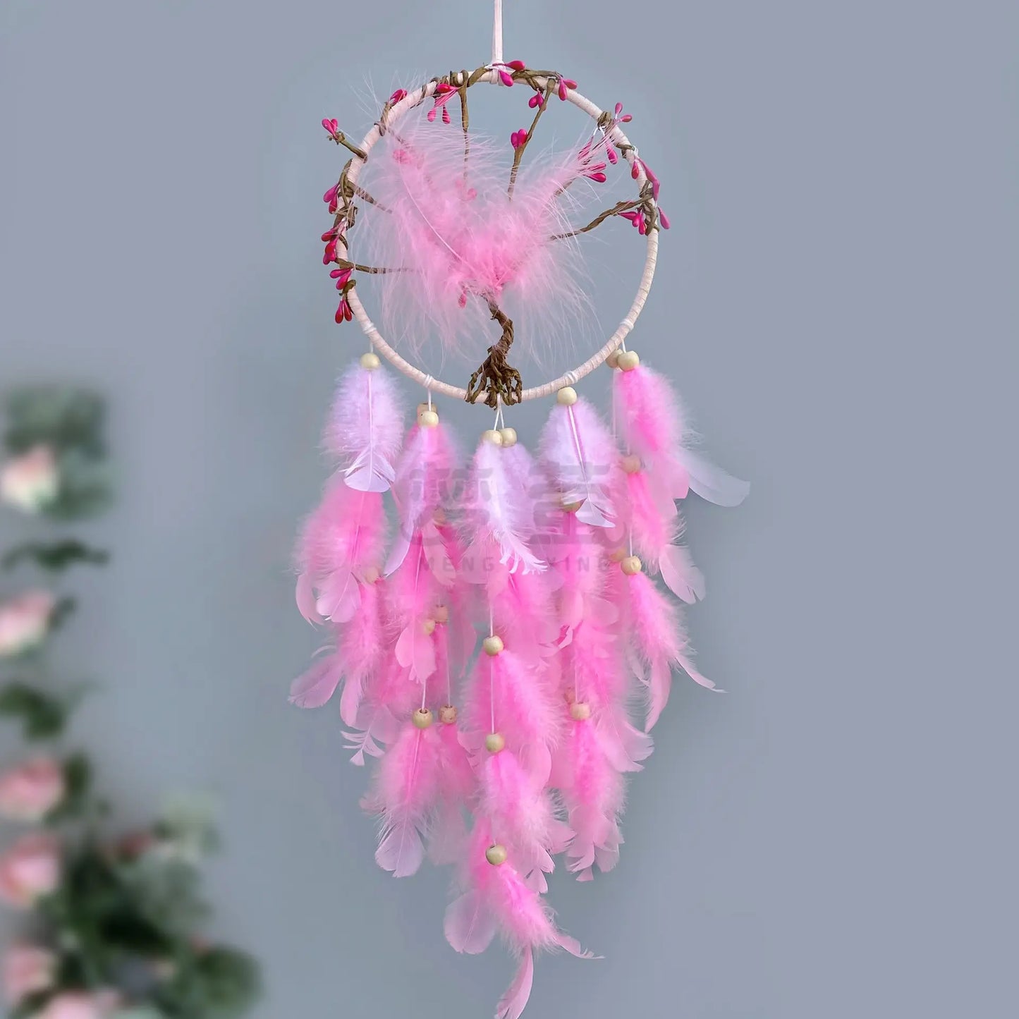 Pink Peach Blossom Dream Catcher Living Room Wall Decoration