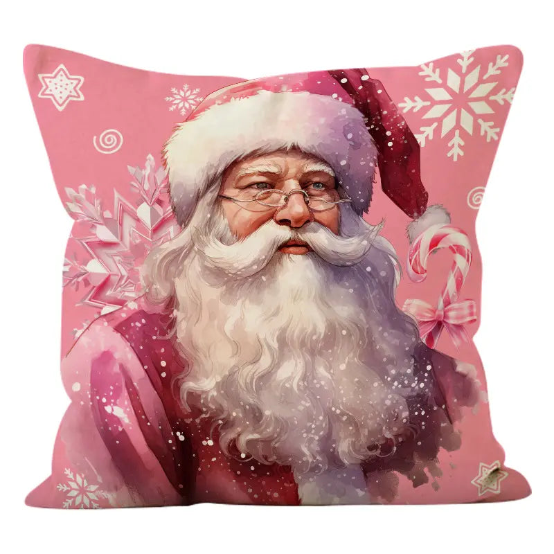 Pink Christmas Home Decor Santa Pillow Cover (4 Covers)