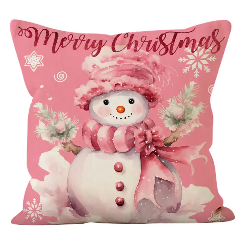 Pink Christmas Home Decor Santa Pillow Cover (4 Covers)